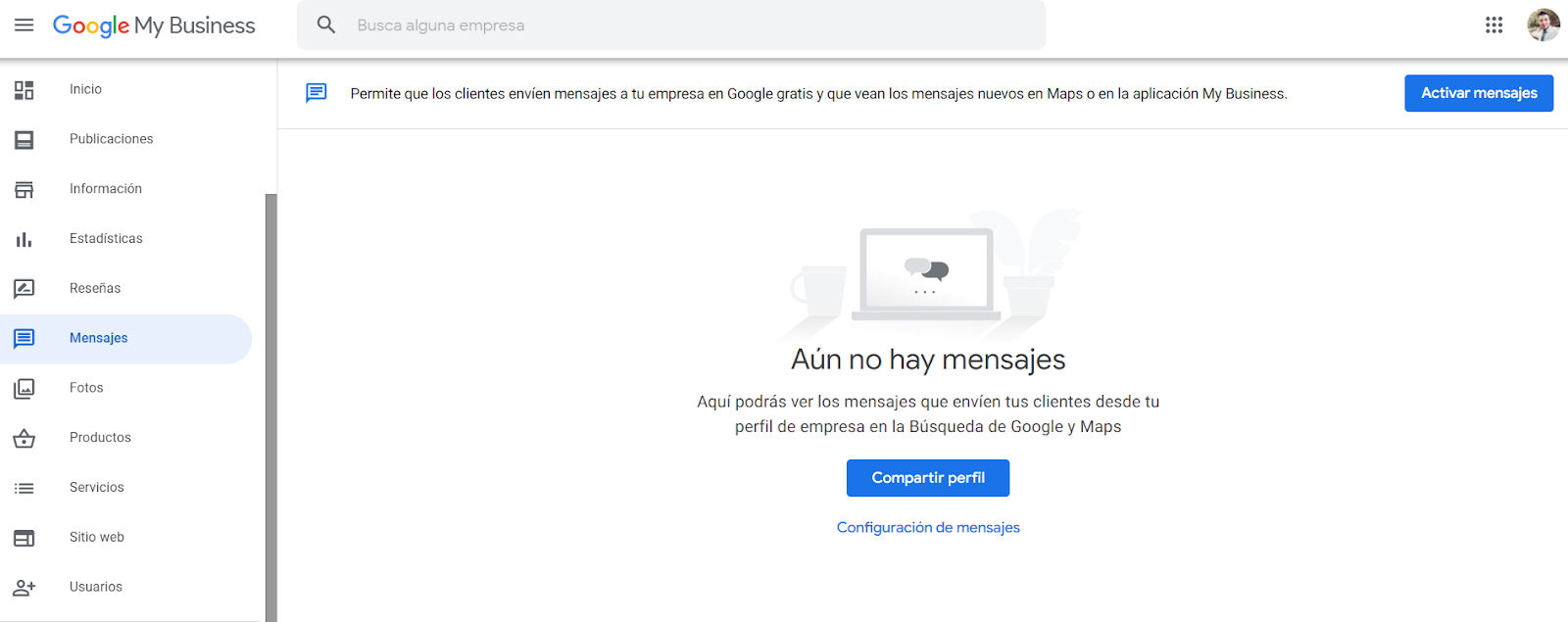Gestión de mensajes GMB