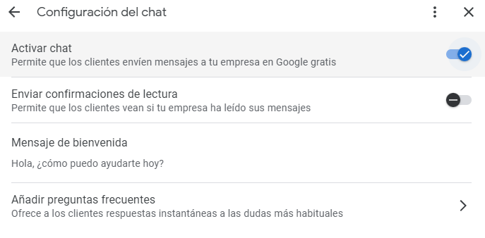 Paso 4 de la configuración los mensajes en Google My Business