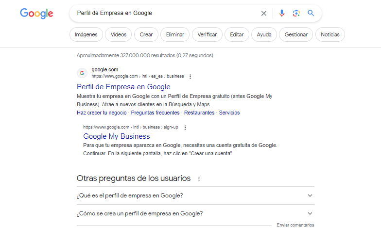 Segundo paso para verificar Google My Business en 2023