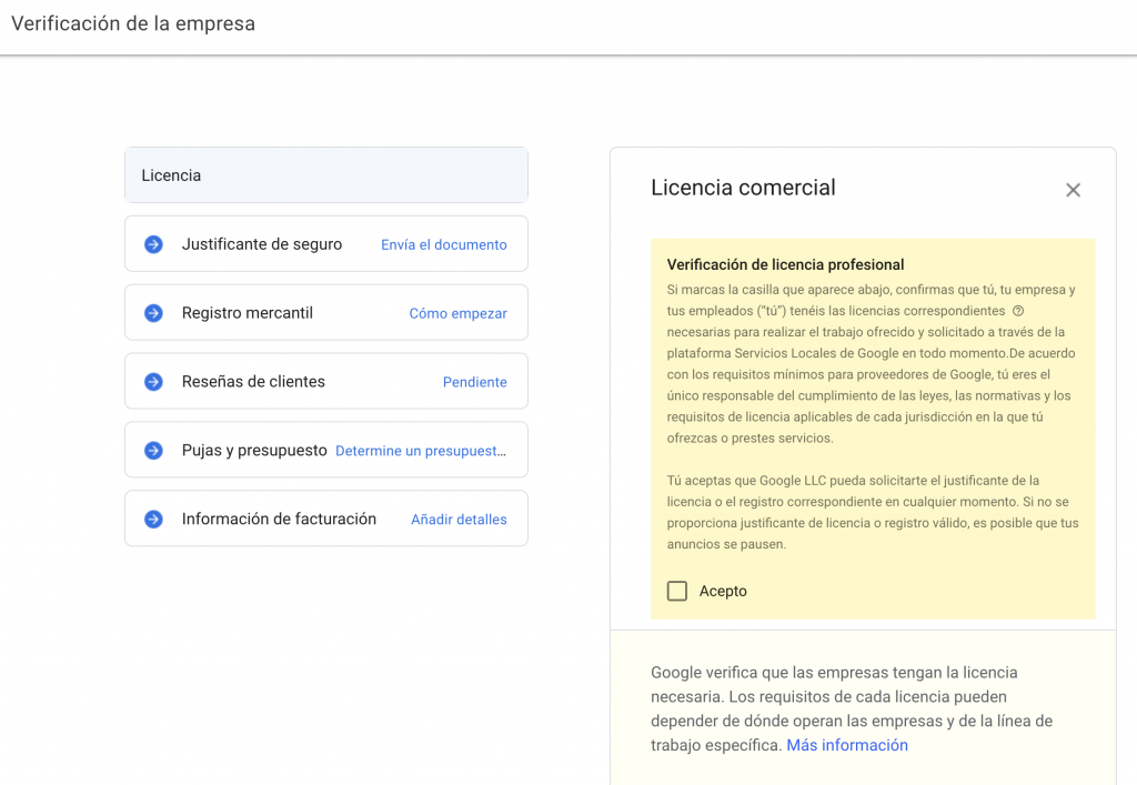LICENCIA ANUNCIOS DE SERVICIOS LOCALES