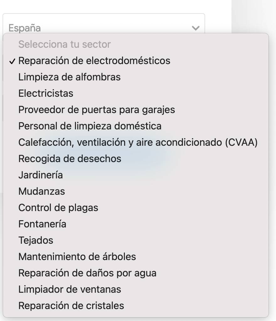 categorias anuncios locales de google