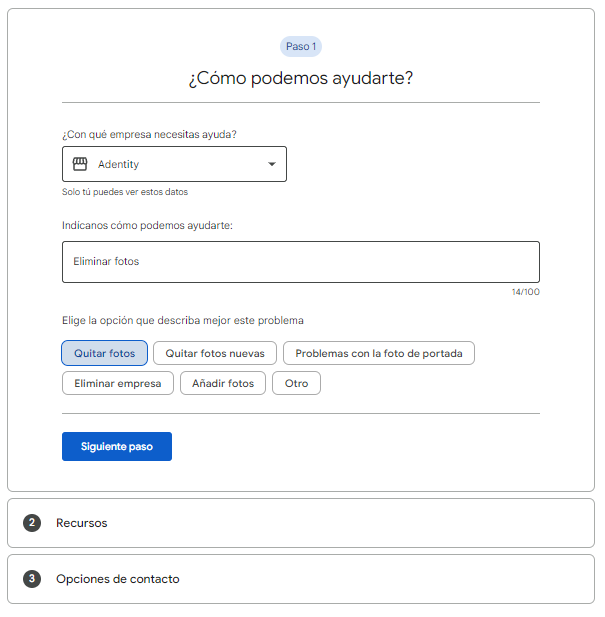 Eliminar fotos Google My Business